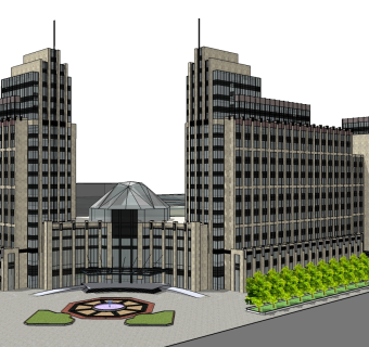 现代城市酒店草图大师模型下载、城市酒店su模型下载