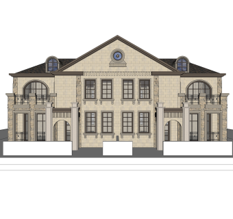 欧式独栋别墅su模型下载，别墅sketchup模型分享