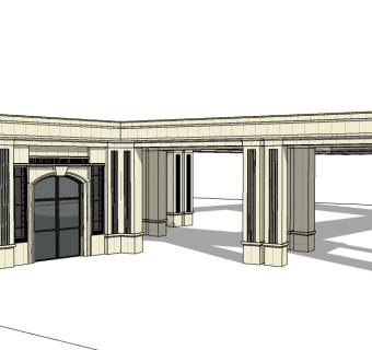 欧式入口大门草图大师模型下载，入口大门sketchup模型