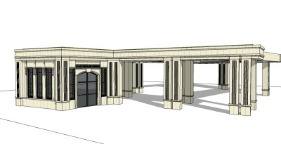 欧式入口大门草图大师模型下载，入口大门sketchup模型