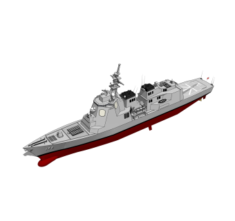 现代DDG-178足柄号宙斯盾驱逐舰su模型下载，驱逐舰草图大师模型