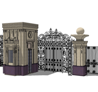 欧式入口大门skb模型分享，入口大门SU模型下载
