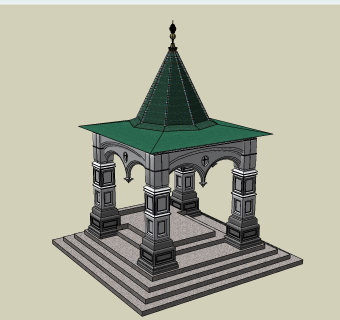 泰式风格亭草图大师模型下载，亭子skp模型分享