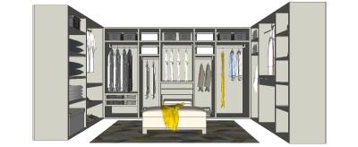 现代衣柜草图大师模型，衣柜sketchup模型下载