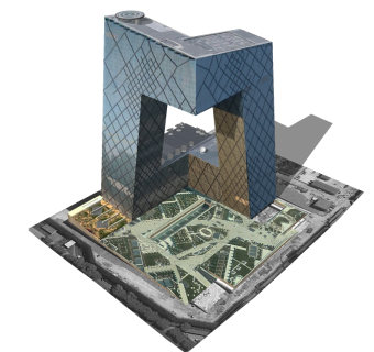 中央电视台总部草图大师模型，电视台SU模型下载