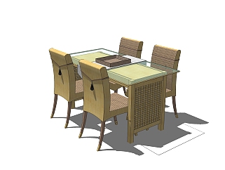 <em>现代餐桌</em>椅免费su模型，餐桌椅草图大师模型下载