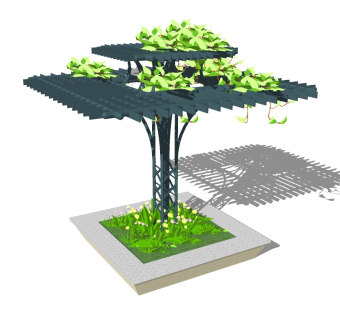 欧式铁艺廊架草图大师模型，铁艺廊架sketchup模型下载