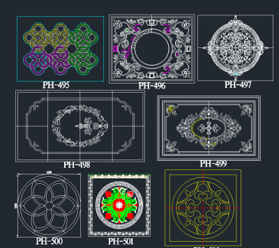 原创新款水刀拼花CAD，拼花CAD建筑图纸下载