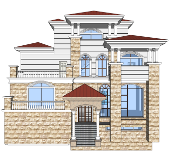欧式别墅su模型，别墅sketchup模型下载