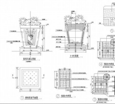 园林景观<a href=https://www.yitu.cn/sketchup/huayi/index.html target=_blank class=infotextkey>花</a>钵施工详图