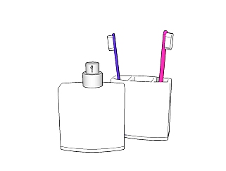 现代洗口杯洗手液草图大师模型，洗漱用具sketchup模型下载