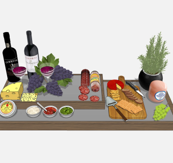  现代食物草图大师模型，食物SU模型下载