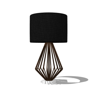 北欧铁艺台灯草图大师模型，轻奢台灯效果图su模型下载