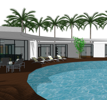 现代度假别墅草图大师模型，sketchup别墅su模型下载