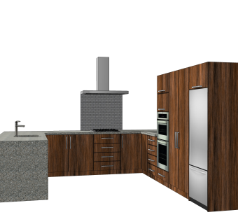 现代橱柜草图大师模型，岛型橱柜sketchup模型下载