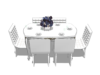 欧式餐桌椅草图大师模型，餐桌椅skb文件下载