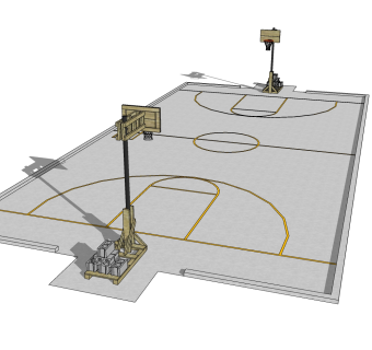 现代篮球场草图大师模型，篮球场su模型下载
