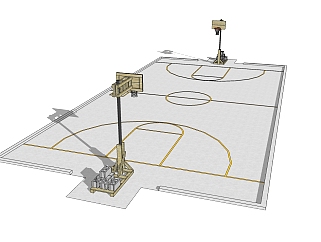 现代篮球场草图大师模型，<em>篮球场su模型</em>下载