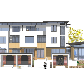 现代办公楼外观草图大师模型，办公楼外观sketchup模型免费下载