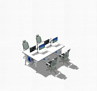 现代隔断办公桌su模型，办公桌sketchup模型下载