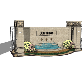 欧式入口大门sketchup下载，入口大门skb模型分享