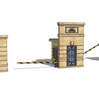 欧式入口大门草图大师模型下载，入口大门sketchup模型