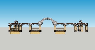 欧式入口大门su模型下载，sketchup入口大门skp模型