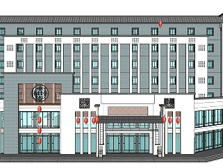 新中式酒店草图大师模型下载、新中式酒店su模型下载