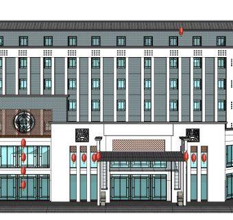 新中式酒店草图大师模型下载、新中式酒店su模型下载