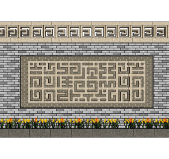 现代景观墙草图大师模型，景墙sketchup模型下载