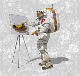 现代航天员草图大师模型，人物su模型下载