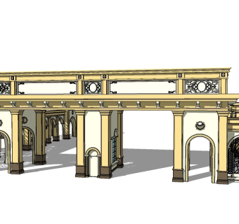 欧式入口大门skp文件下载，入口大门sketchup模型下载