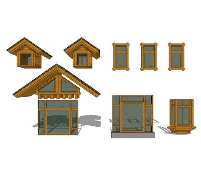 欧式风格窗草图大师模型，欧式窗SU模型下载
