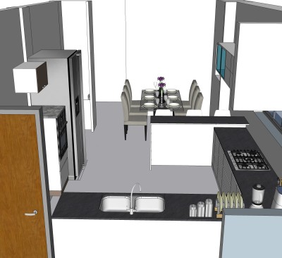 现代厨房SU模型，厨房SKB文件下载