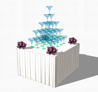 现代婚庆桌椅草图大师模型，婚礼su模型下载