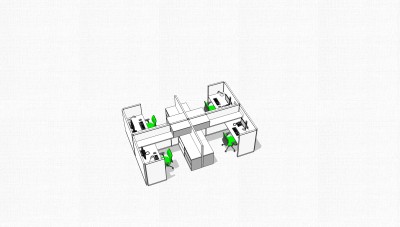 现代隔断办公桌草图大师模型，办公桌skp模型下载