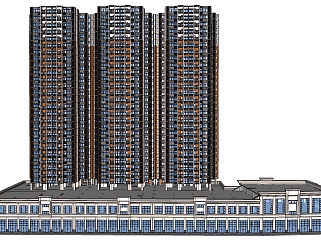 欧式高层公寓楼<em>外观</em>草图大师模型，公寓su模型下载