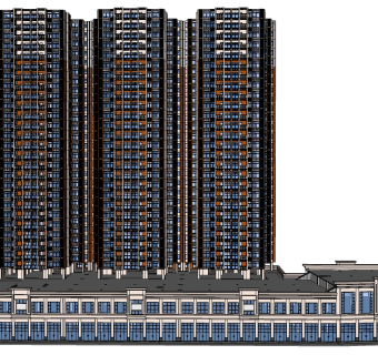 欧式高层公寓楼外观草图大师模型，公寓su模型下载