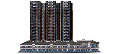 欧式高层公寓楼外观草图大师模型，公寓su模型下载