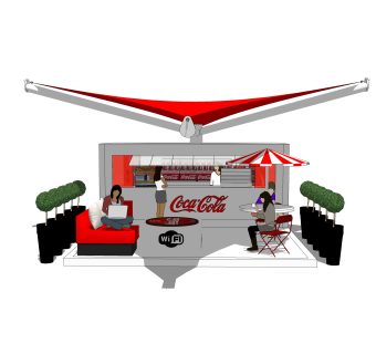 现代售卖亭草图大师模型，售卖亭SKB文件下载