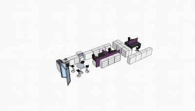 现代屏风隔断办工桌草图大师模型，办工桌skp模型下载