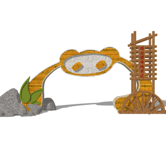 新中式门头草图大师模型，门头sketchup模型免费下载