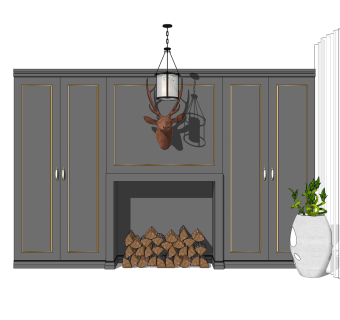 北欧入户门厅su模型，门厅草图大师模型下载