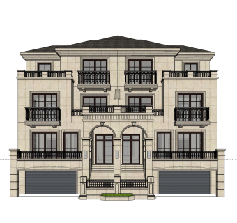 欧式别墅外观草图大师模型，SU模型免费下载