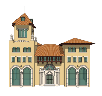 欧式别墅SU模型，别墅SKP模型下载