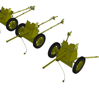 苏联M1937型45毫米反坦克炮su模型,苏联M1937型45毫米反坦克炮sketchup模型下载