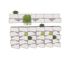 现代绿植墙草图大师模型，绿植墙sketchup模型免费下载