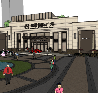 中式售楼处skb模型分享，售楼中心SU模型下载