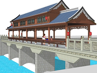 廊桥草图大师模型设计下载，sketchup廊桥su模型分享