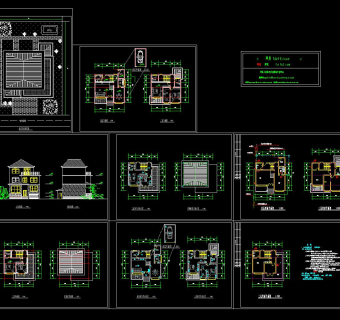 小康别墅建筑施工图，别墅CAD图纸下载